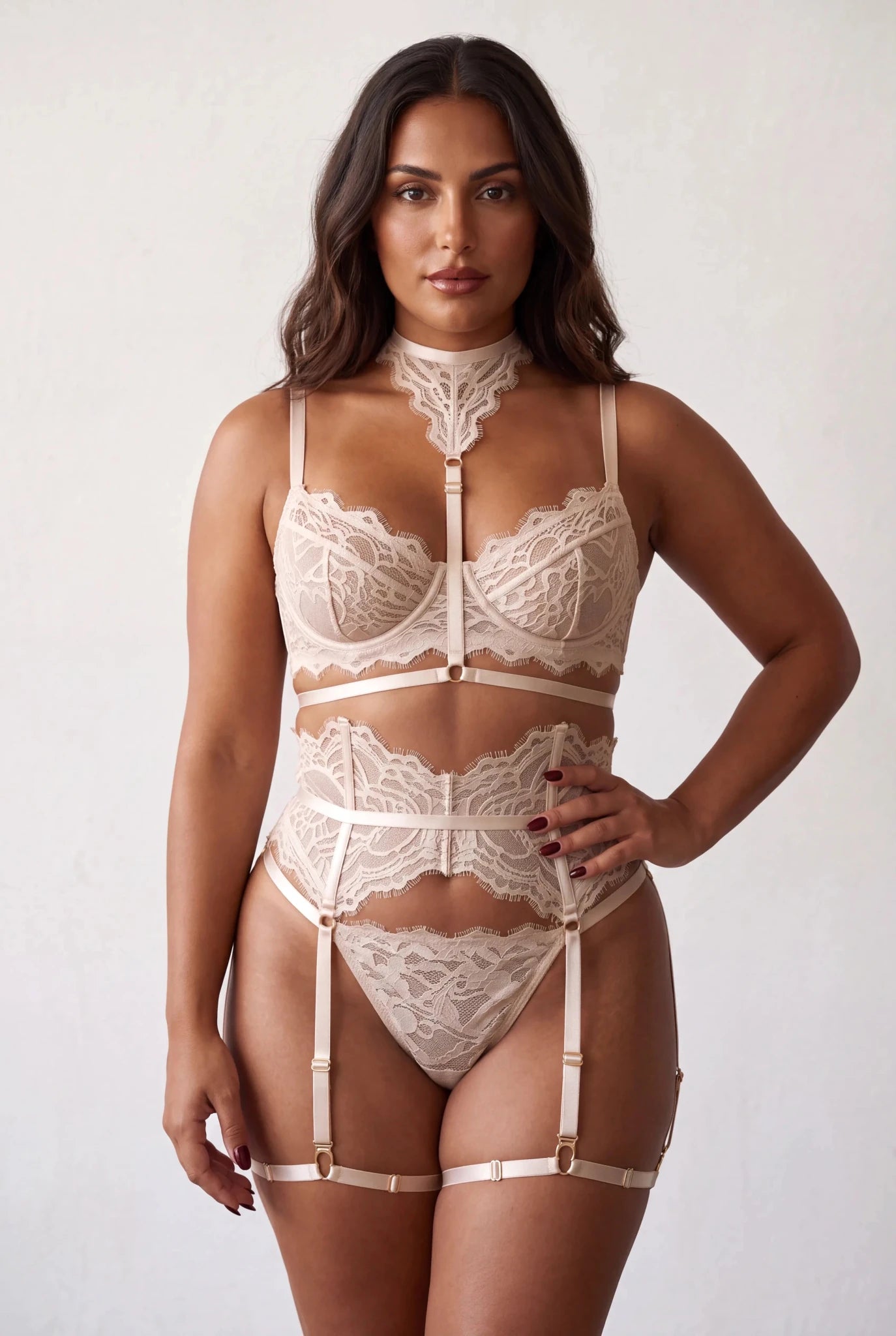 Ensemble lingerie pour femme cinq pièces - MOON Ivory - NAKED Underwear FR