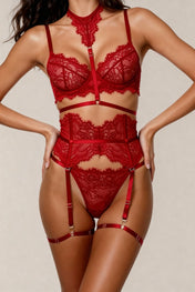 Fünfteiliges Damen-Dessous-Set – MOON Red