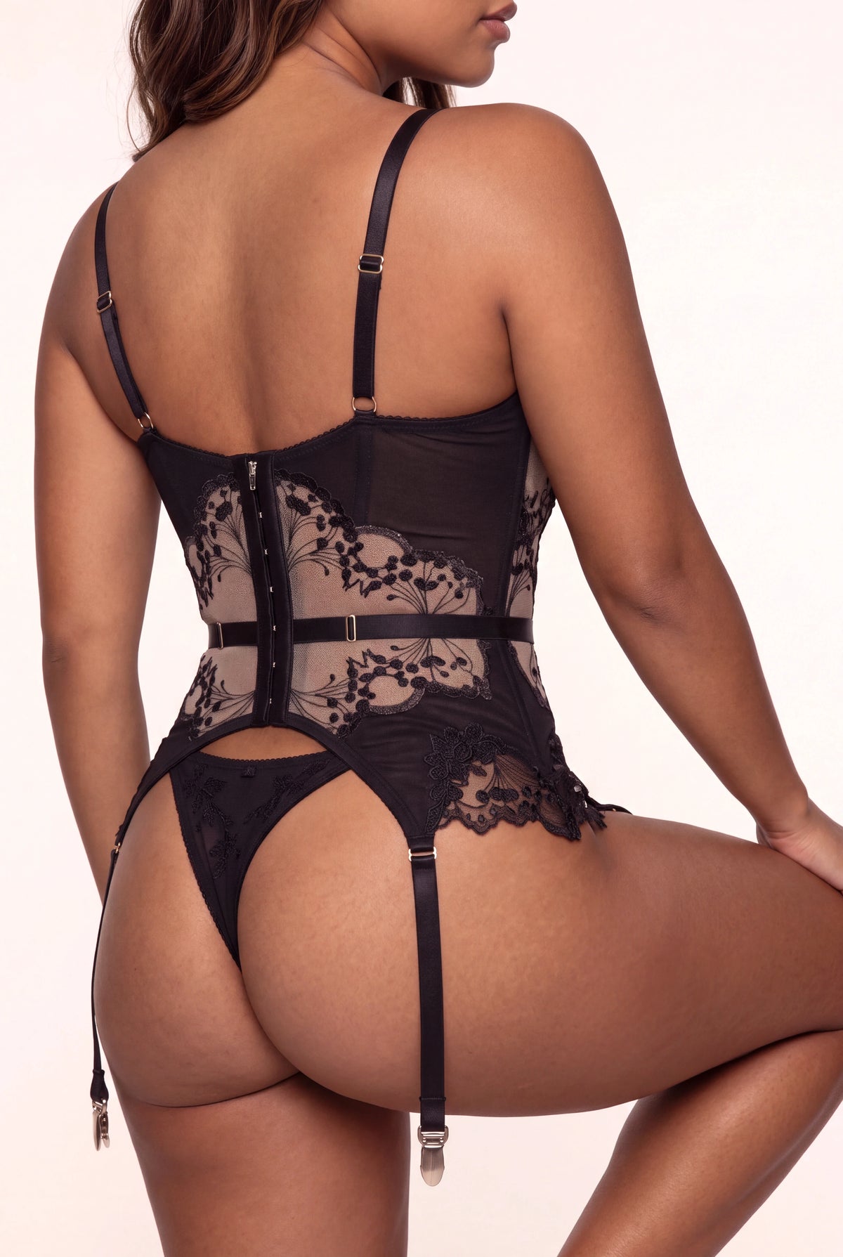Three-piece lingerie set - LACENIA Black - NAKED Underwear - Back product close-up