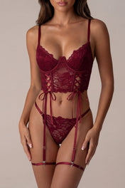Ensemble lingerie trois pièces - Promise Bordeaux