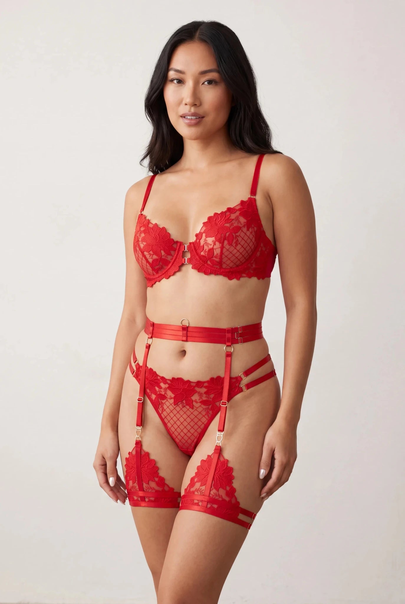 Ensemble quatre pièces - JOLYE Rouge - NAKED Underwear FR